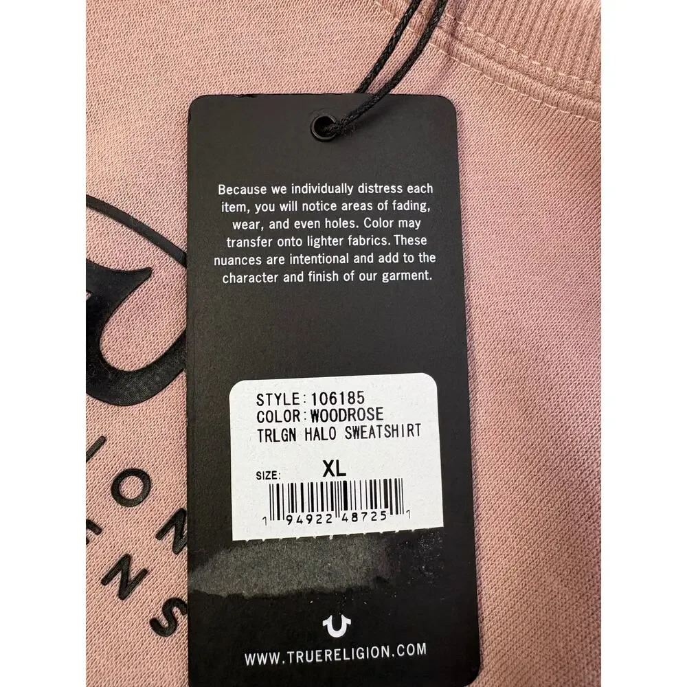 True Religion Logo Crewneck Sweatshirt NWT Unisex Casual (blush)